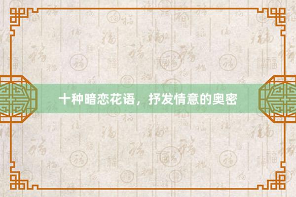 十种暗恋花语，抒发情意的奥密